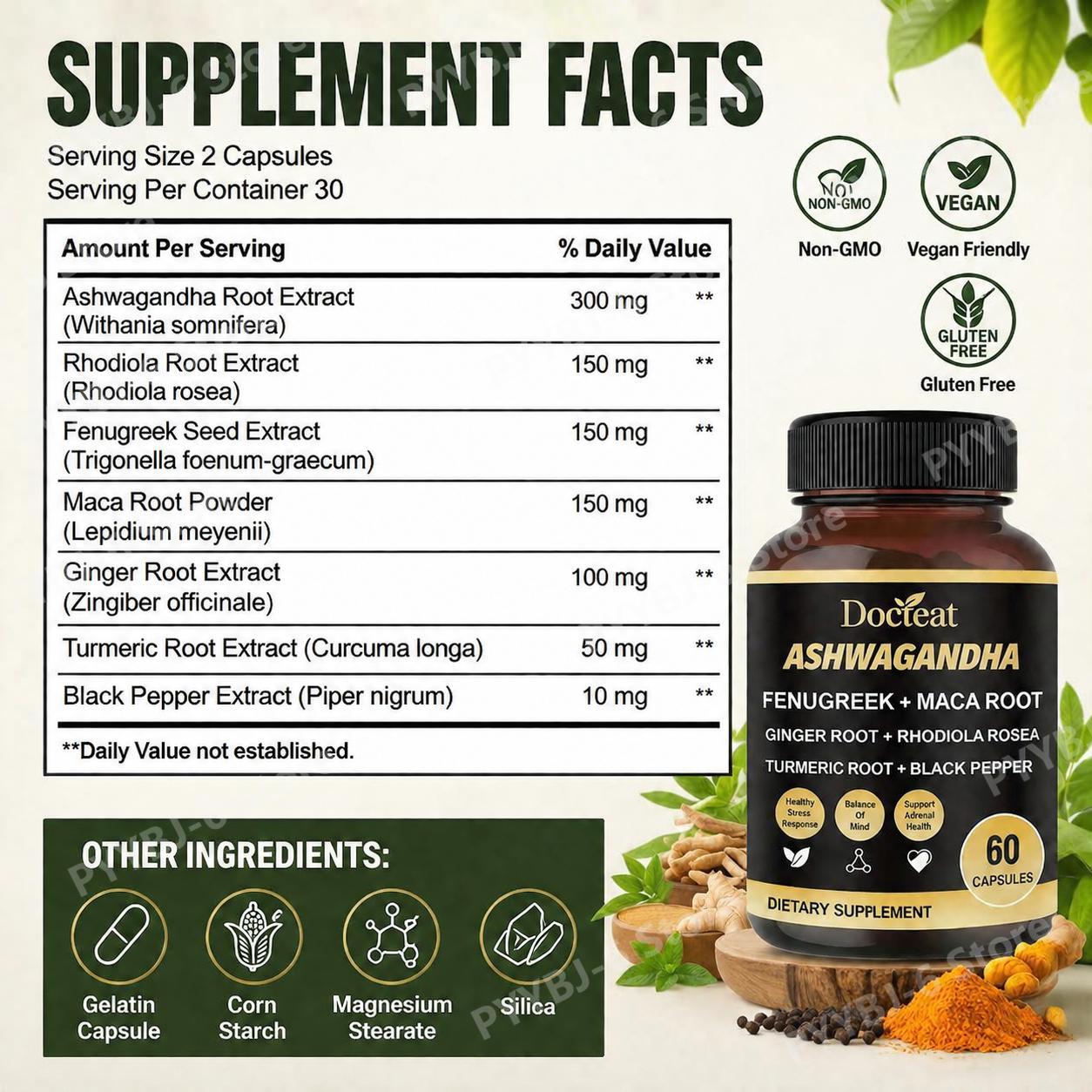 Docteat Ashwagandha, Kapsułki  – Ashwagandha Extract Root recenzja i cena